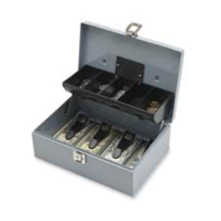 Pen2Paper Cash Box- 5 Compartments- 11-.38 in x7-.50 in x3-.38 in - Gray PE3197631